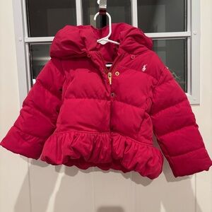 Ralph Lauren Peplum Girl’s Down Coat Pink